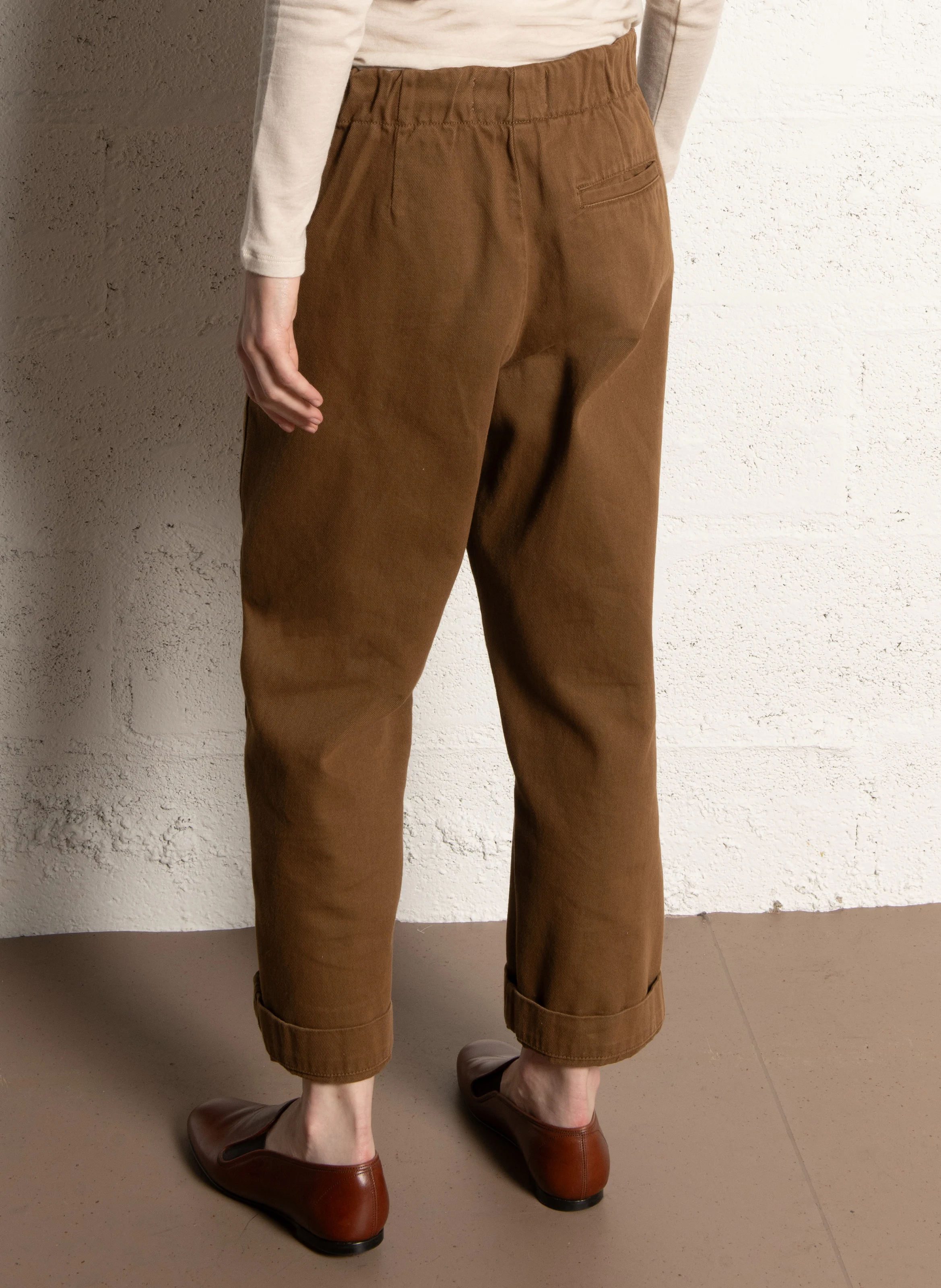 PENNY - Pantalon droit cropped en coton | Marron