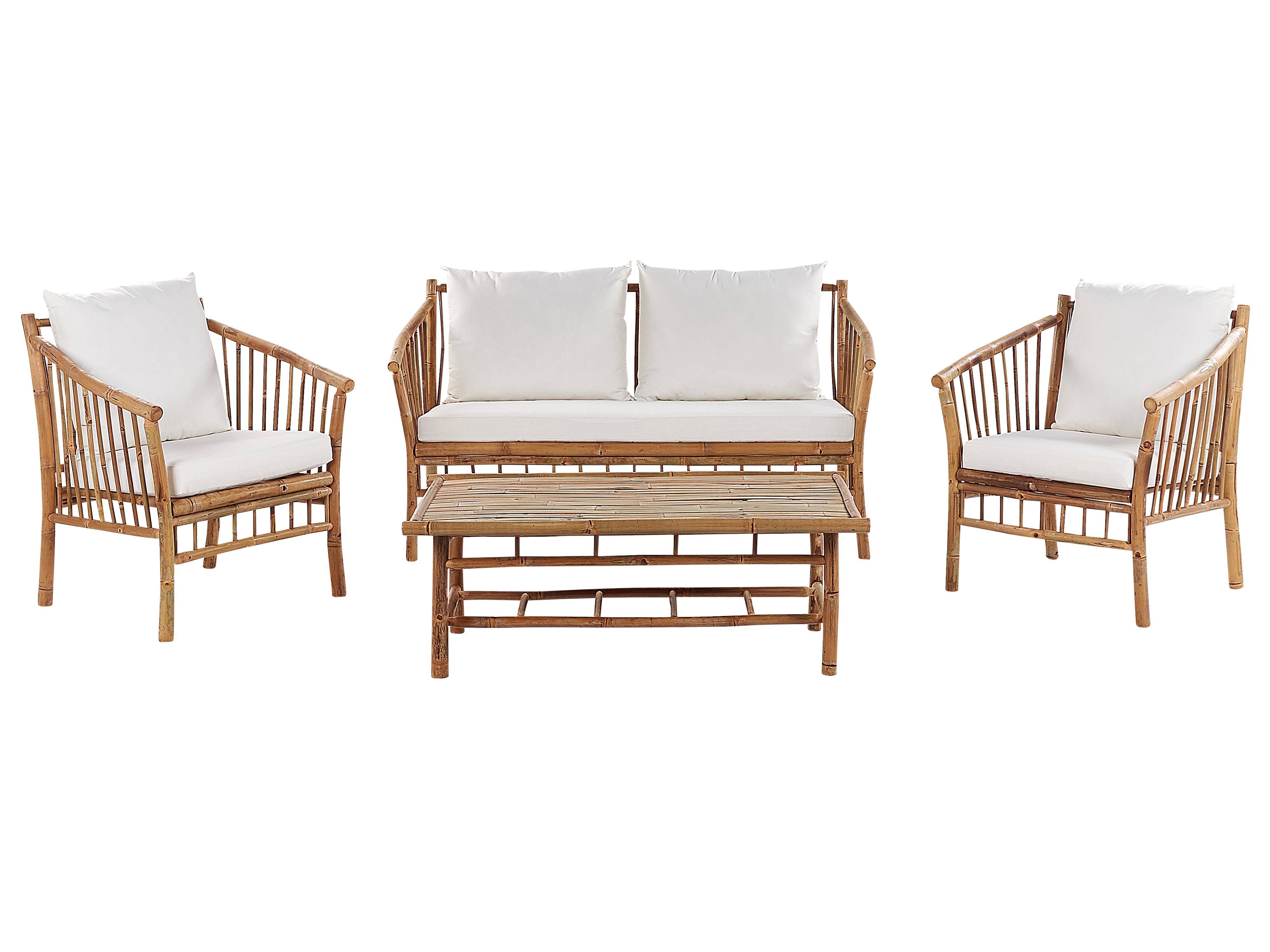 Loungeset met tafel 4-zits MAGGIORE Bamboehout Lichtbruin