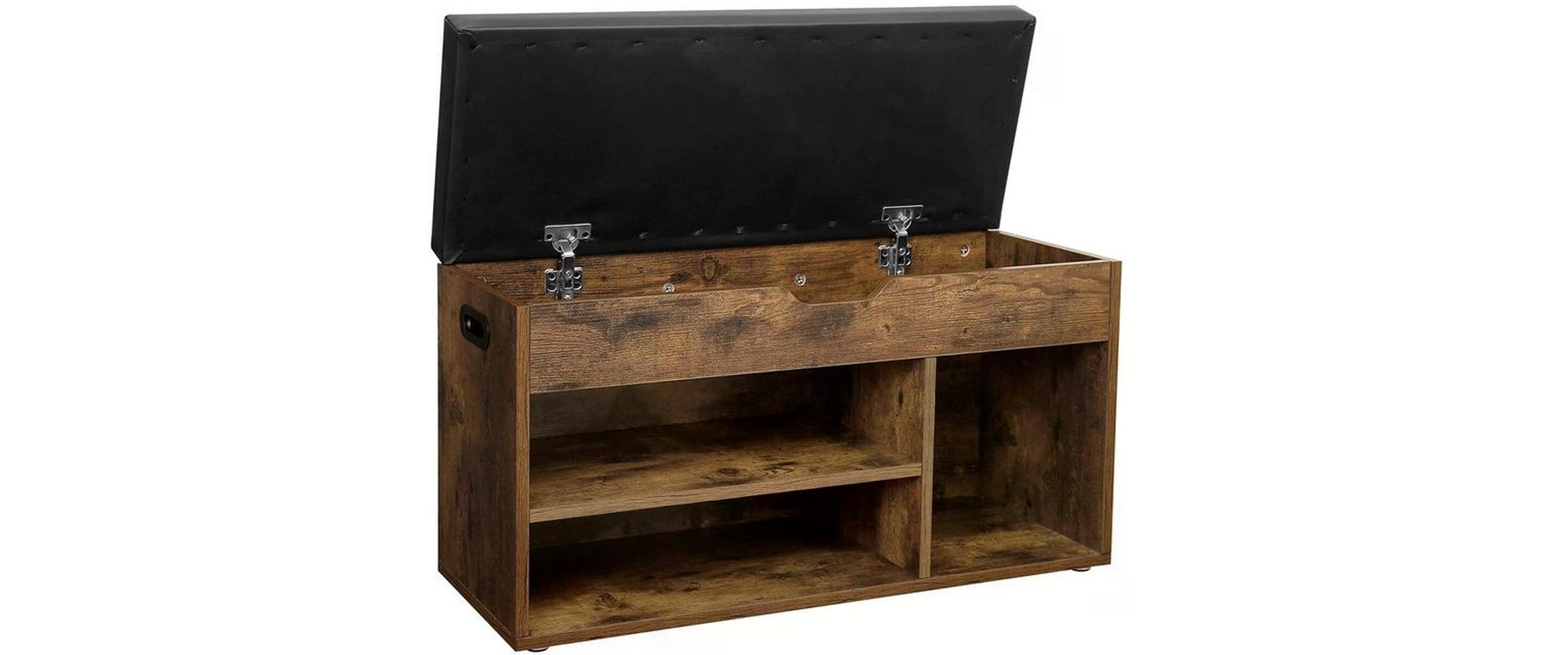 Sitztruhe mit 3 Fächern 80 x 44 x 30 cm, BraunSchuhbank