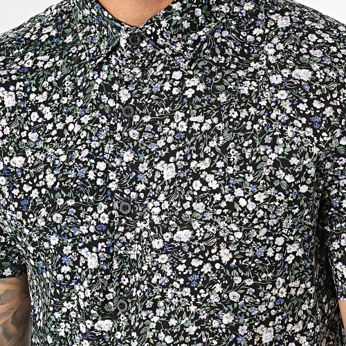 Chemise Manches Courtes Noir Floral