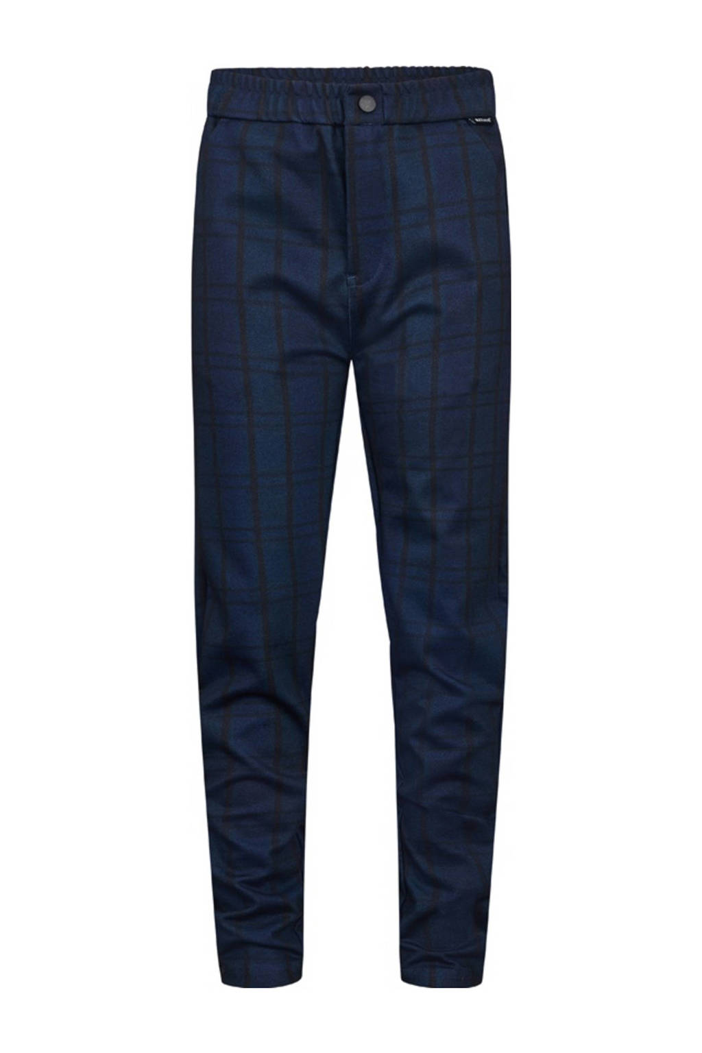 Retour Jeans geruite straight fit broek Rio donkerblauw