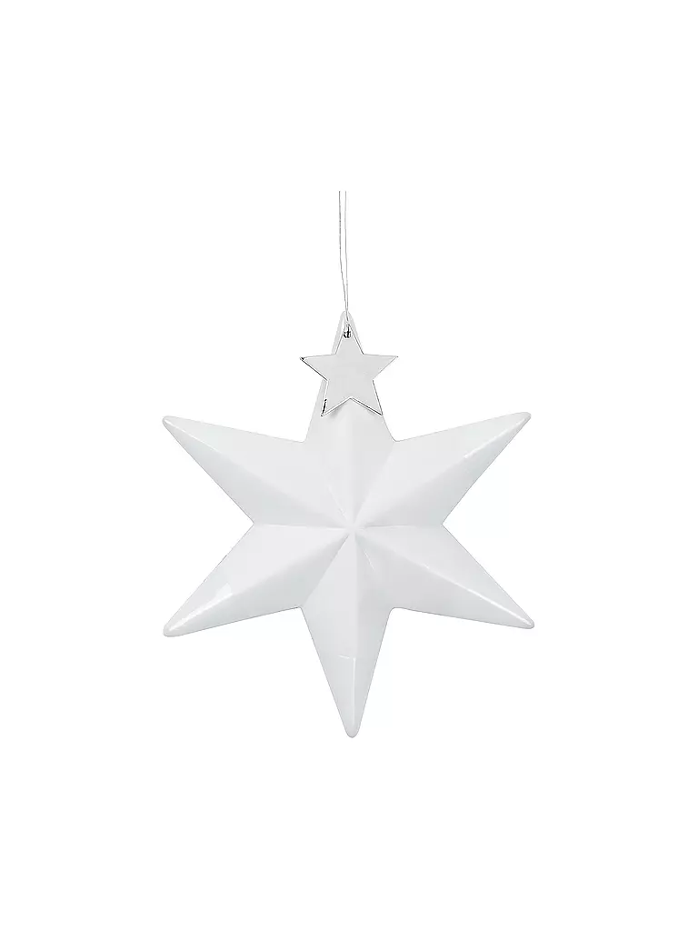 RAEDER Weihnachts Porzellanstern Silberstern 10cm Weiss / Gold weiss