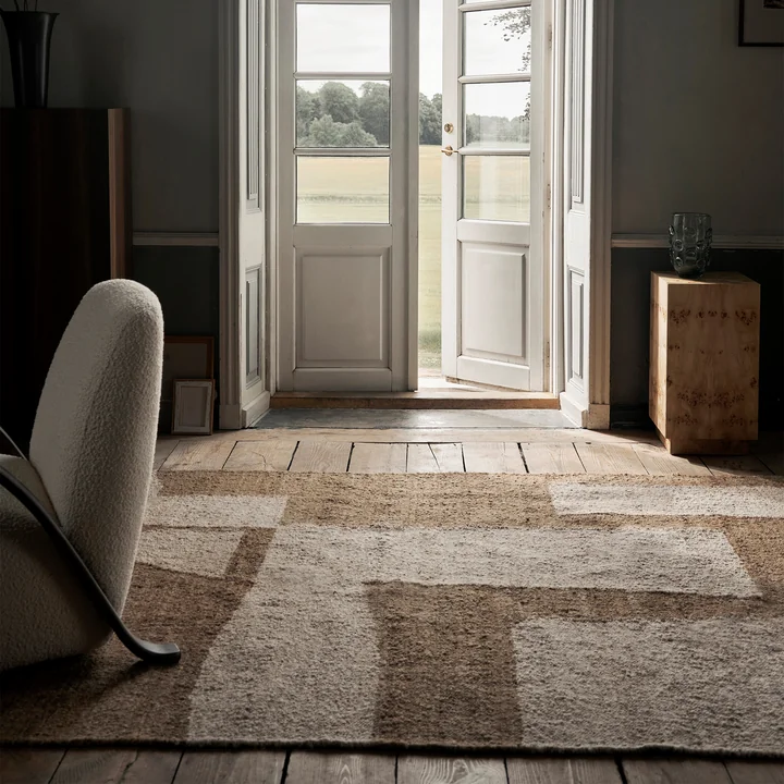 Ferm Living - Piece Teppich, 140 x 200 cm, off-white / coffee