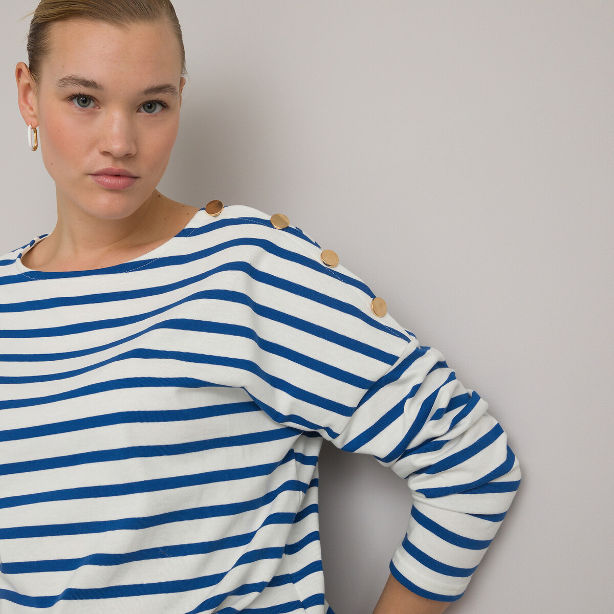 COLEÇÕES LA REDOUTE<br>Camisa azul marinho com volume solto, Signature AIMIE