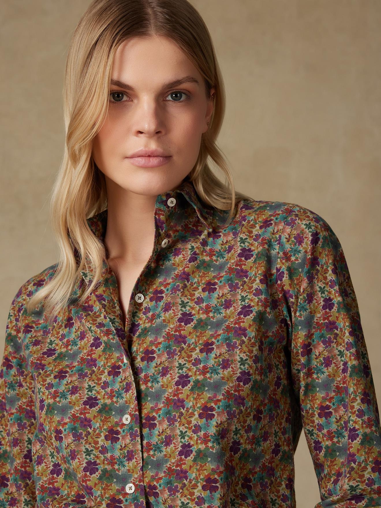 Chemise Albane en lin à motif floral