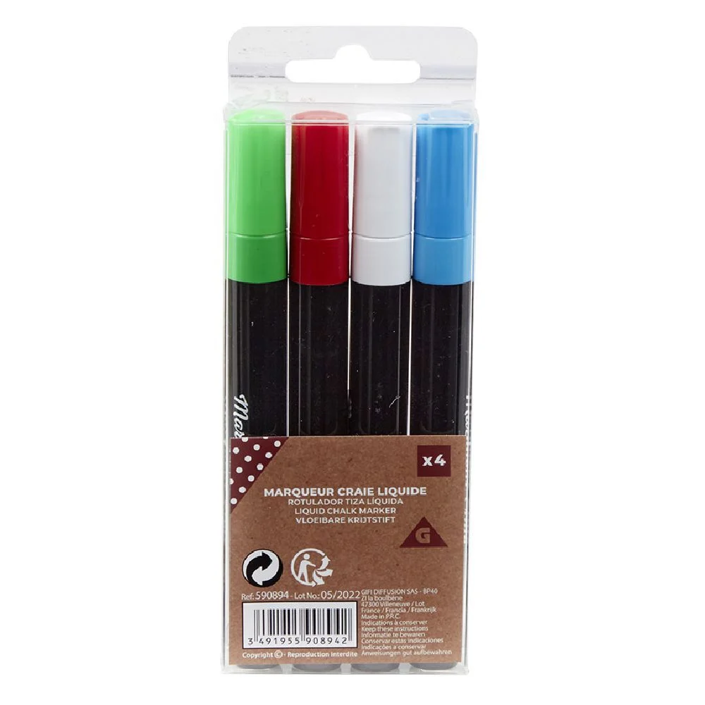Marqueur craie multicolore X4