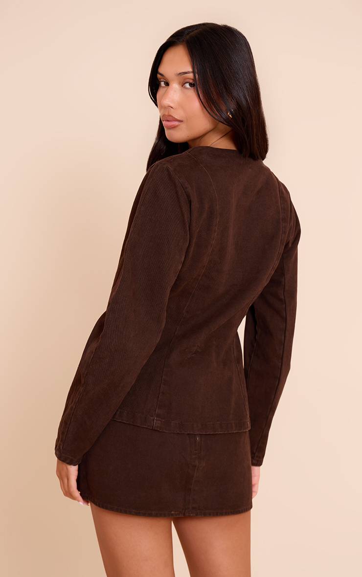 Chocolat Blazer En Denim À Manches Cocon