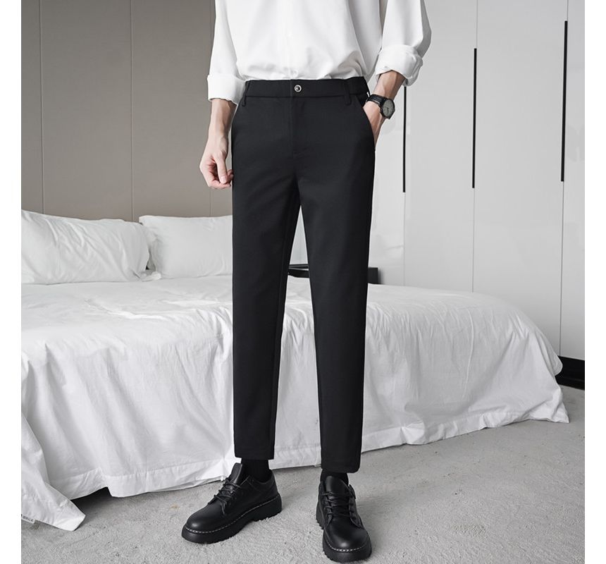 Lefitt - Hoge taille effen cropped taps toelopende broek (verschillende ontwerpen)