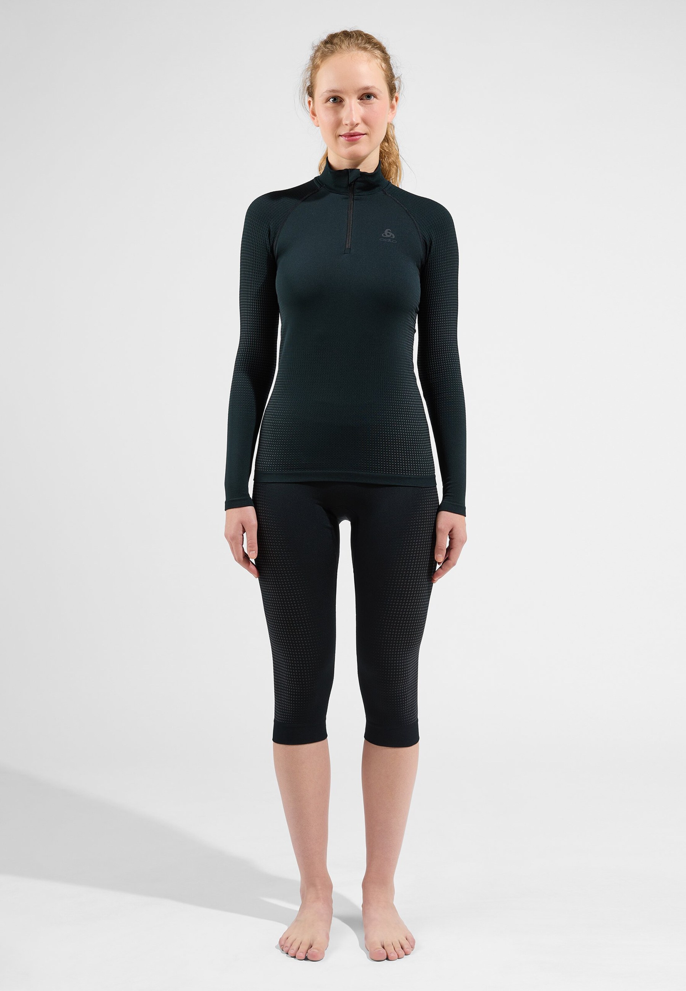 Performance Warm Base Layer 3/4 Tights in black - odlo graphite grey