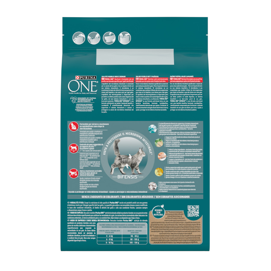 Ração para Gatos Adultos Purina One Bifensis com Frango Esterilizado