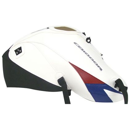 Tapis de réservoir Bagster Blanc/Pointes Azur Nacré et Rouge Foncé