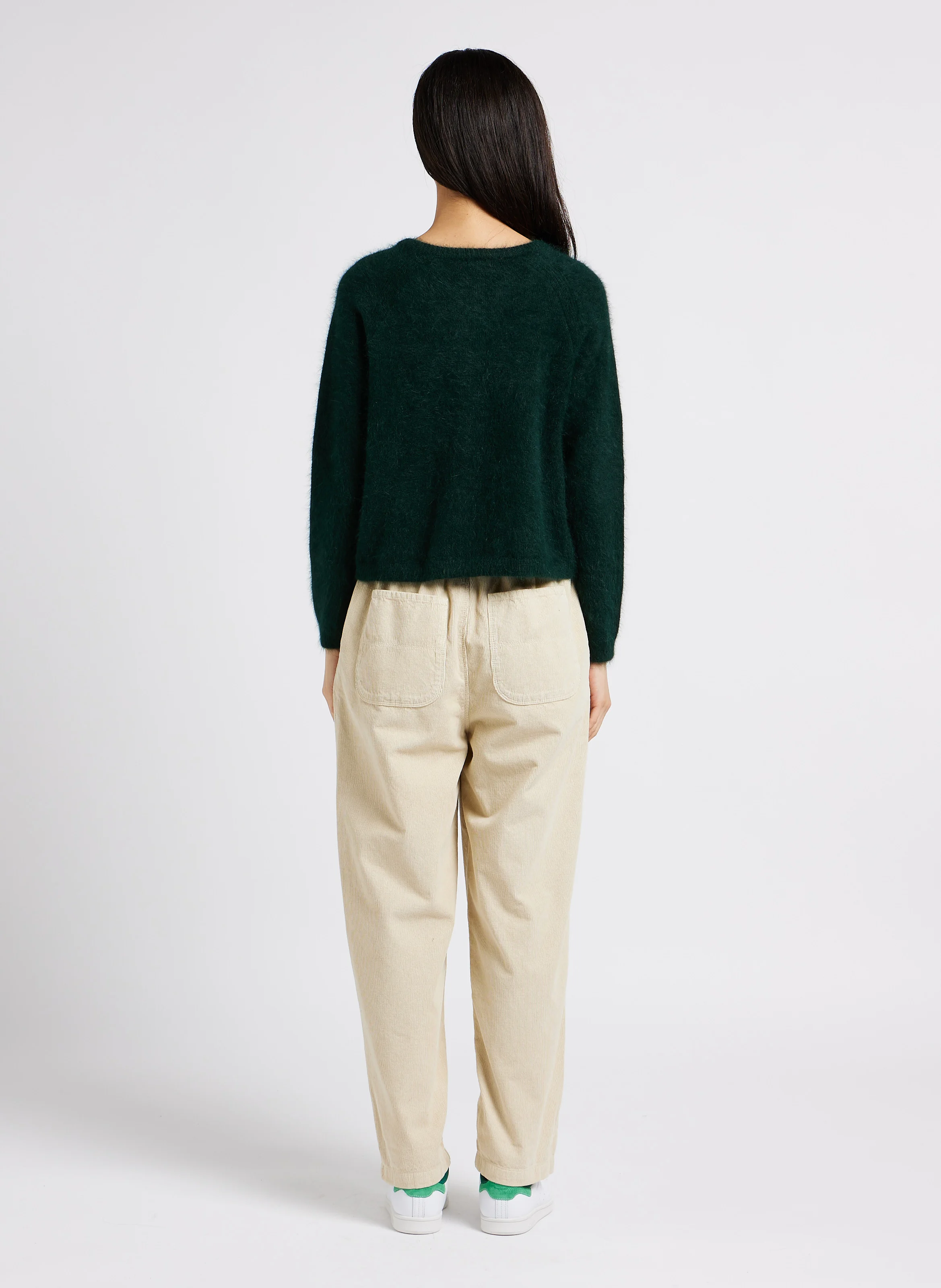 PASOP - Pantalon taille haute en coton | Blanc