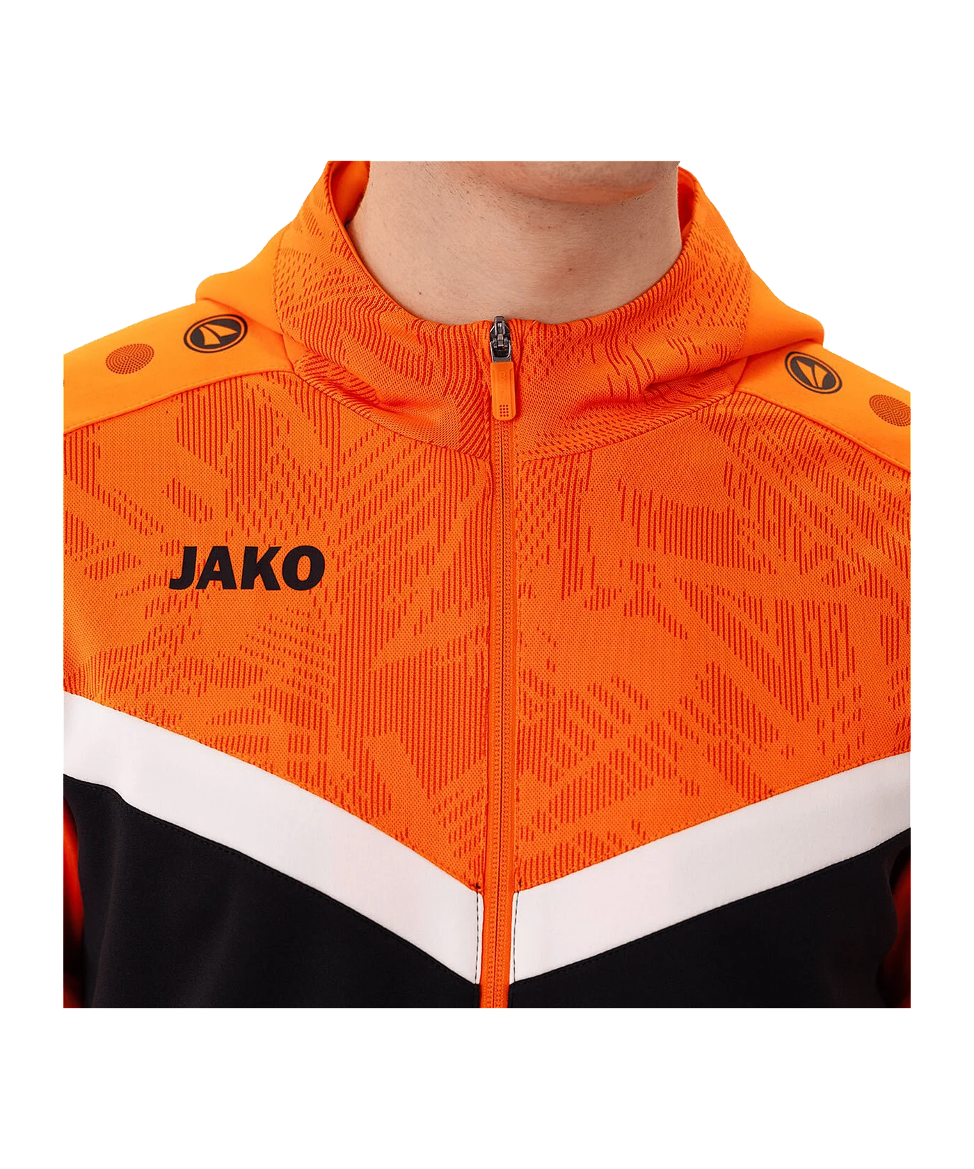 JAKO Icon Kapuzenjacke Schwarz Orange F807