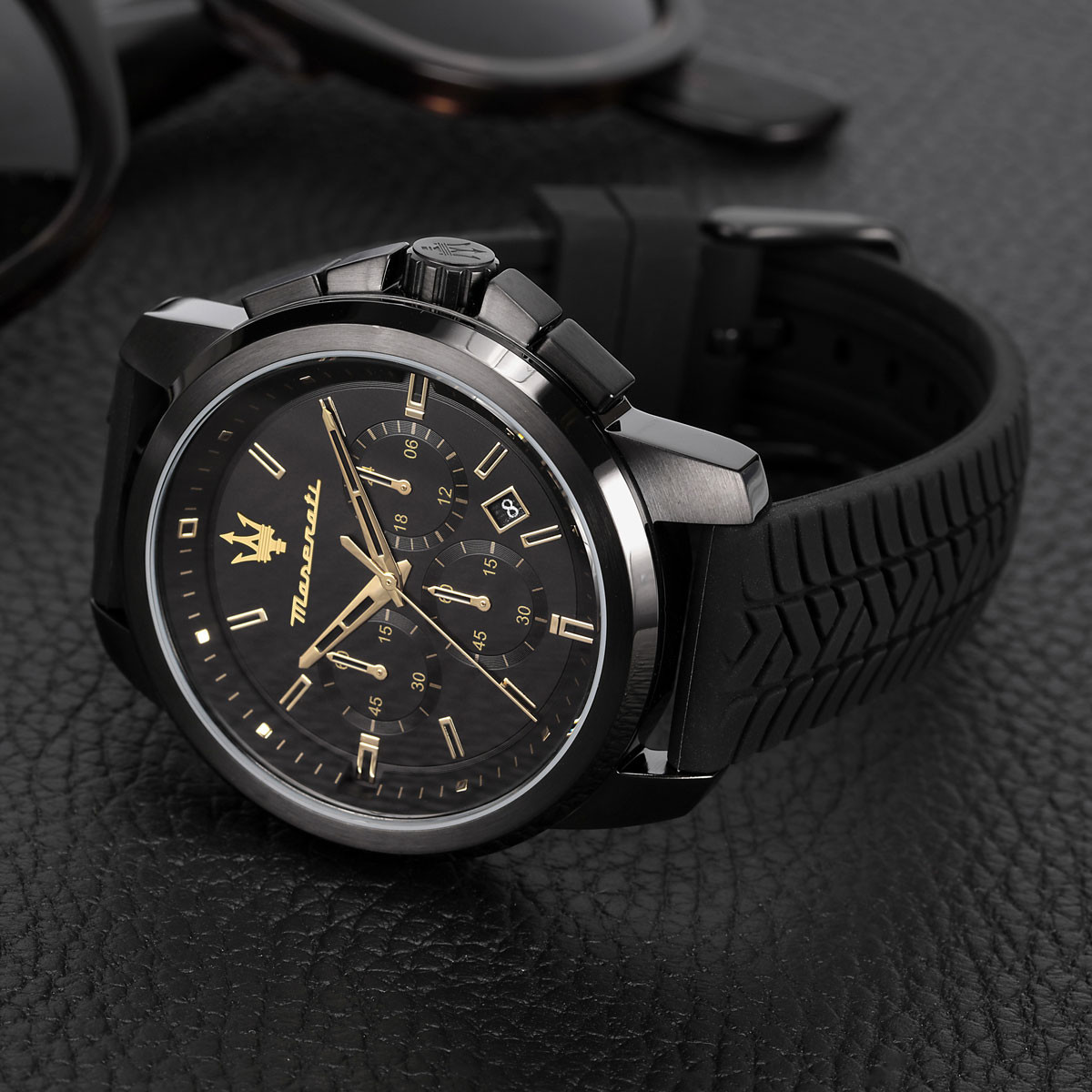 Montre MASERATI acier noir homme bracelet caoutchouc noir