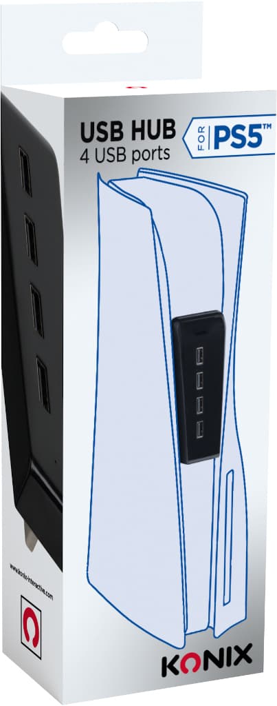 Konix PS5 USB-hub (sort)