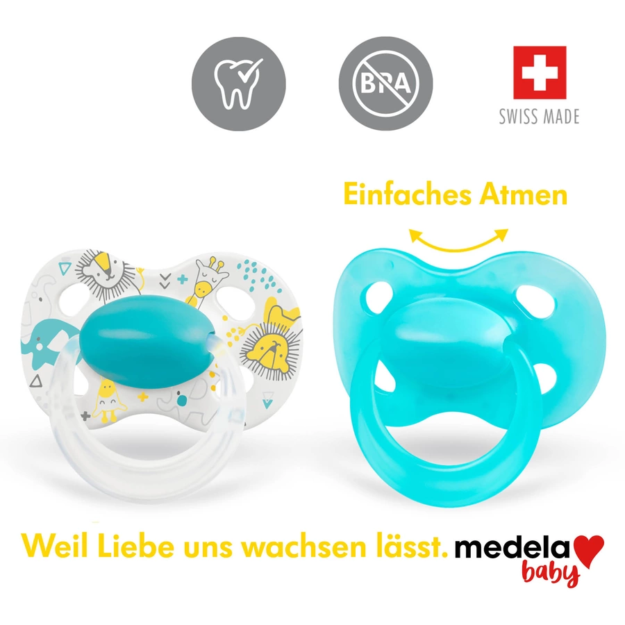 Medela Baby Schnuller Original 6-18 Monate DUO Signature 4 Stück in türkis