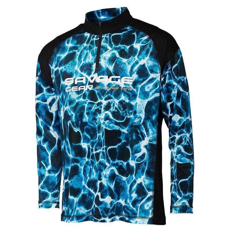 Tee Shirt Manche Longues Homme Savage Gear Marine Uv - Bleu