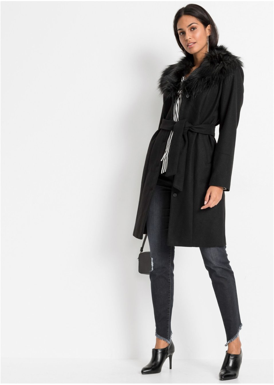 Manteau avec col synthétique