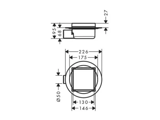 Bonde carrée carrelable receveur de douche HANSGROHE RainDrain Spot acier inox brossé
