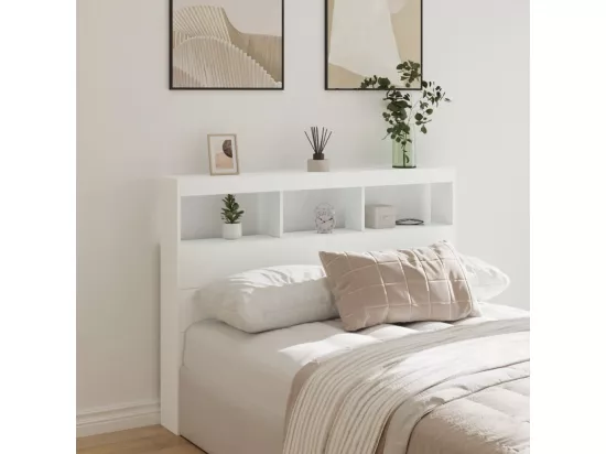 Armoire tête de lit avec LED blanc 140x17x102 cm