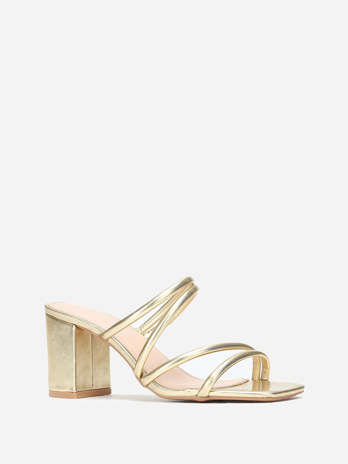Mules à talon multi brides- Doré