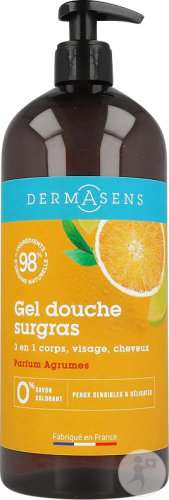 Marque Verte Dermasens Gel Douche Surgras 3en1 Agrumes Flacon-Pompe 1l