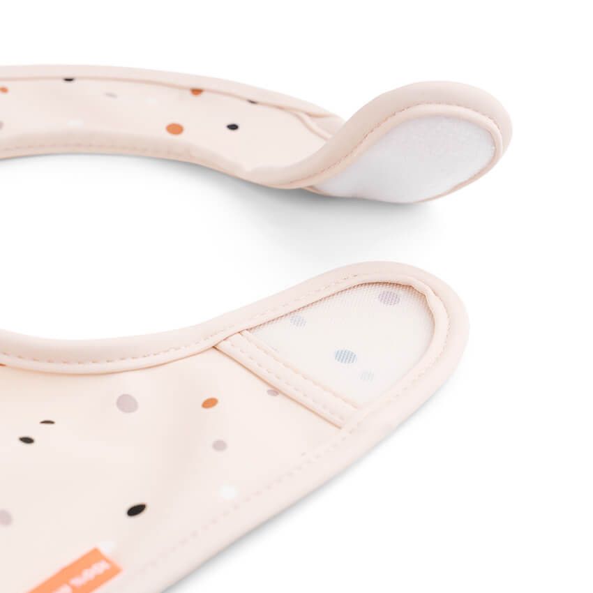 Lot de 2 bavoirs avec attache en velcro - Rose - Ecru