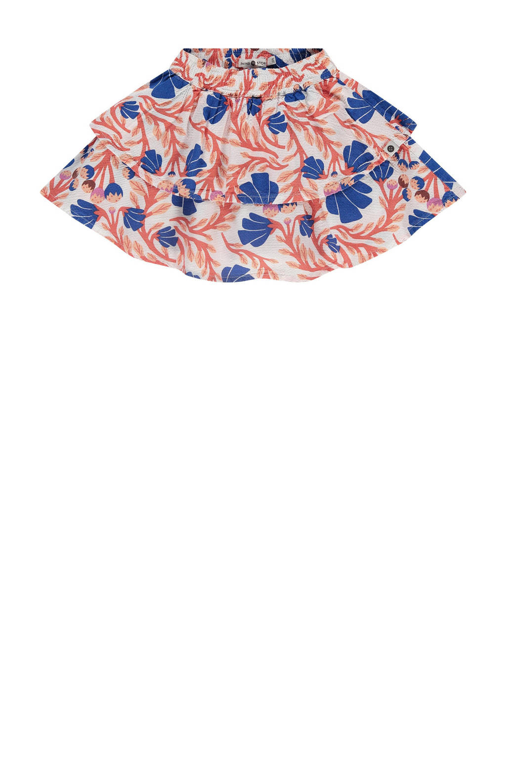 Stains&Stories rok met all over print ecru/blauw/oranje