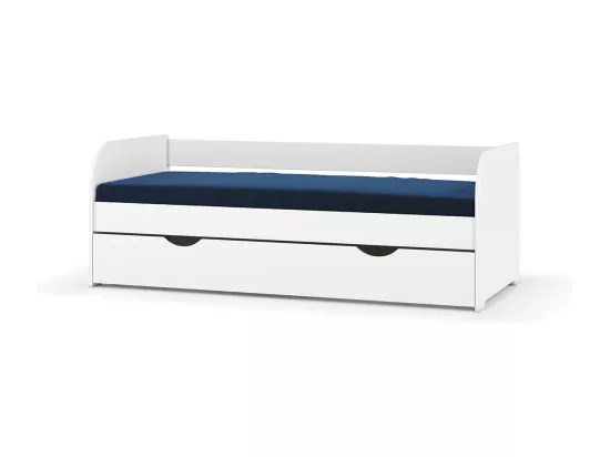 Lit banquette gigogne 80x200 cm bois massif blanc EZRA
