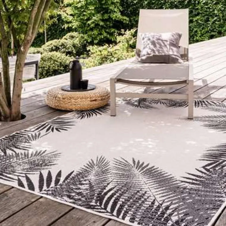 Eva Interior Buitenkleed - Leaf - Zwart - 160x230 cm