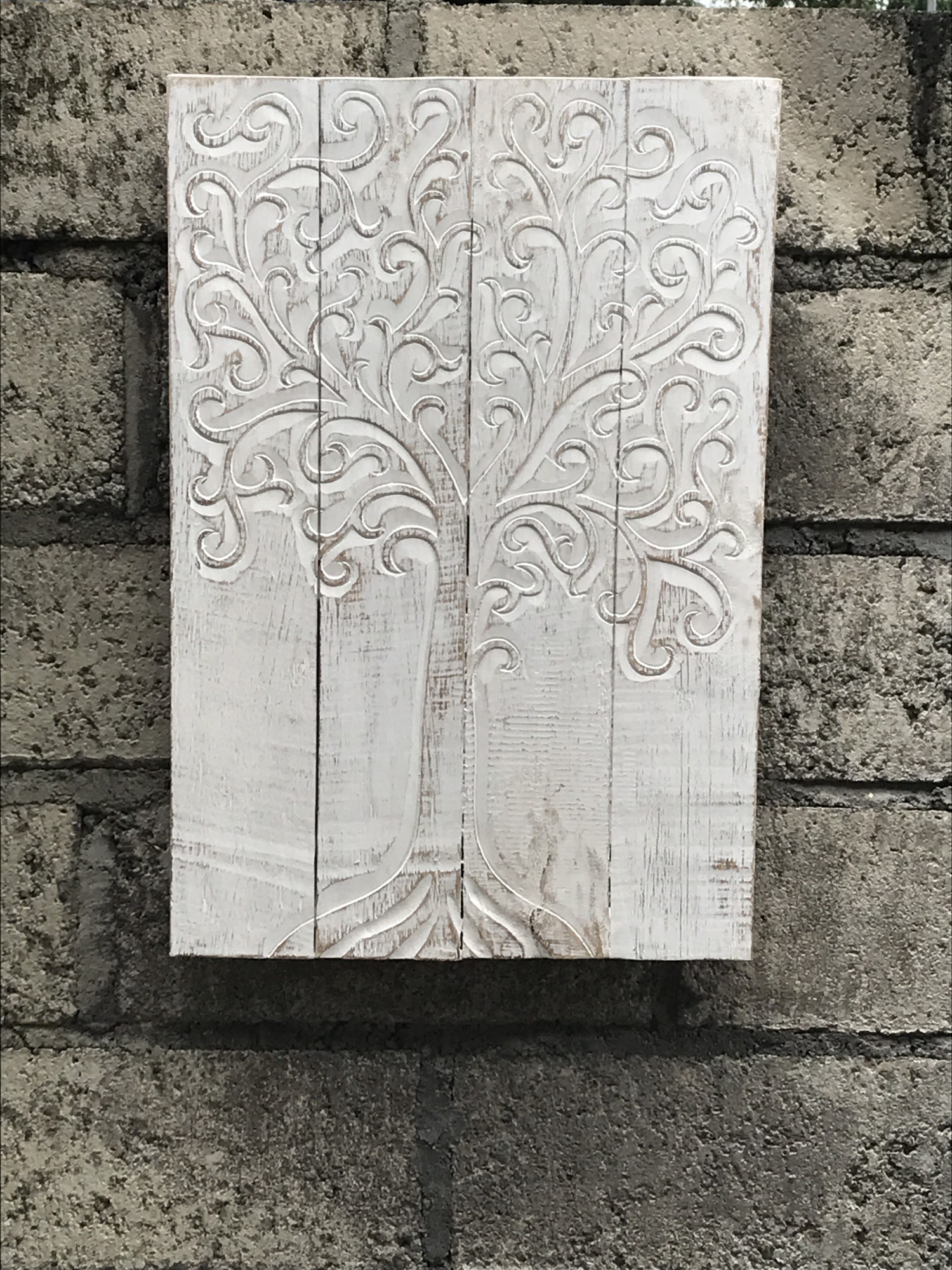 Panel 'Baum des Lebens', weiß, B 40 cm, H 60 cm von fischer's lagerhaus