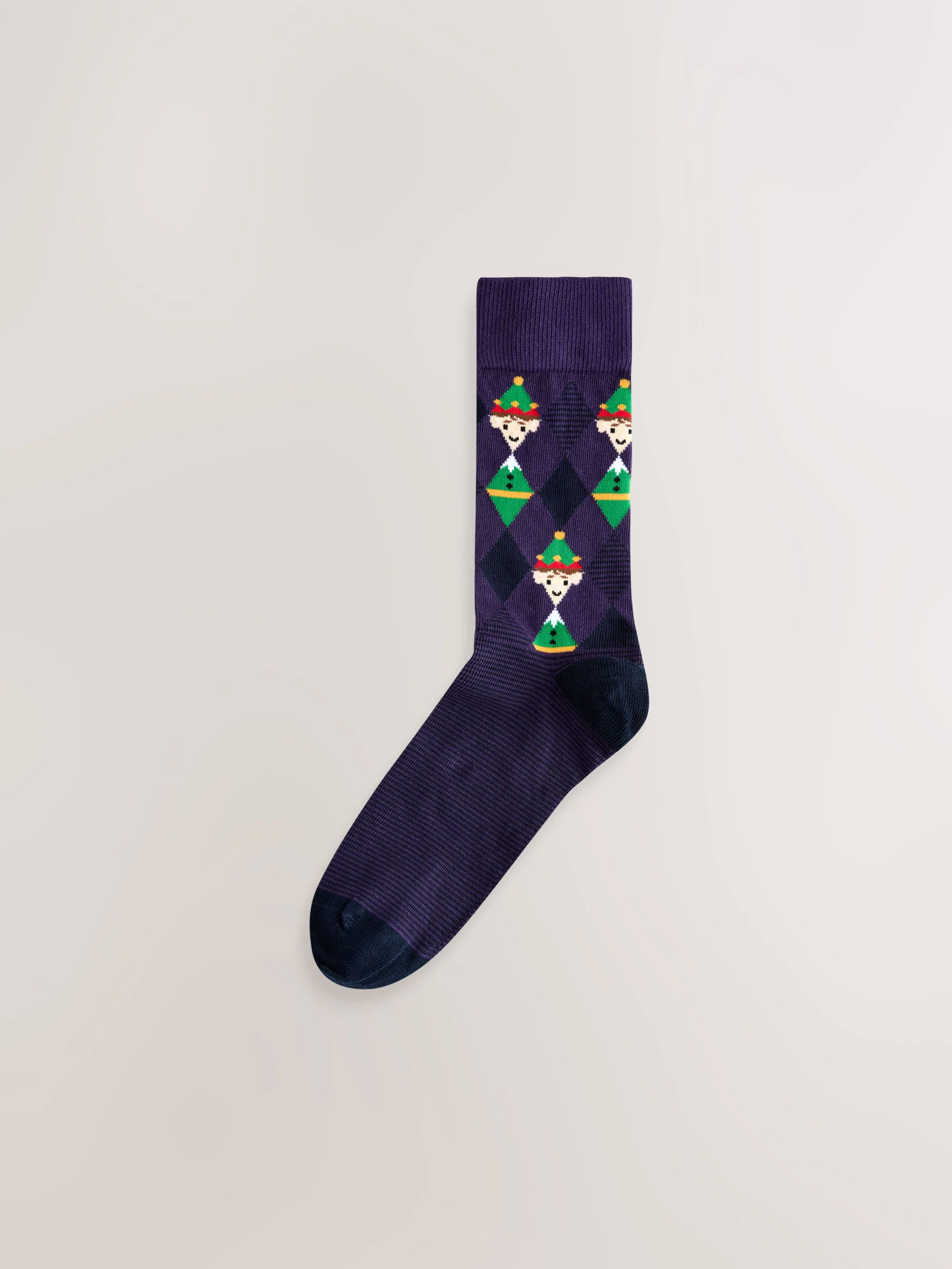Rood/blauw/groen argylepatroon - 5 pack sokken met kerstpatroon