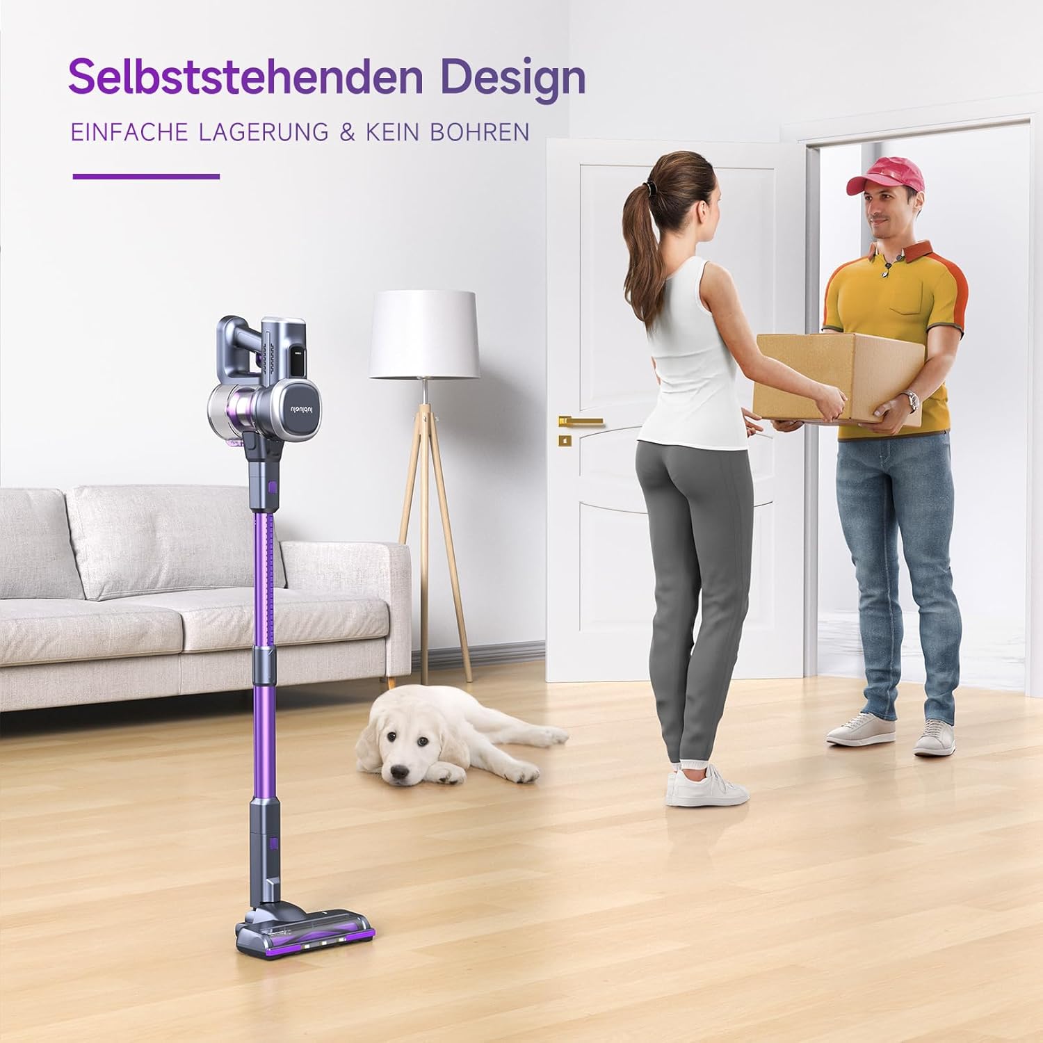 Lubluelu 27000pa Akku-Staubsauger, 220W Akku-Staubsauger, 50min Laufzeit mit 2 Anti-Trennbürsten und 2 Hartbodenfiltern