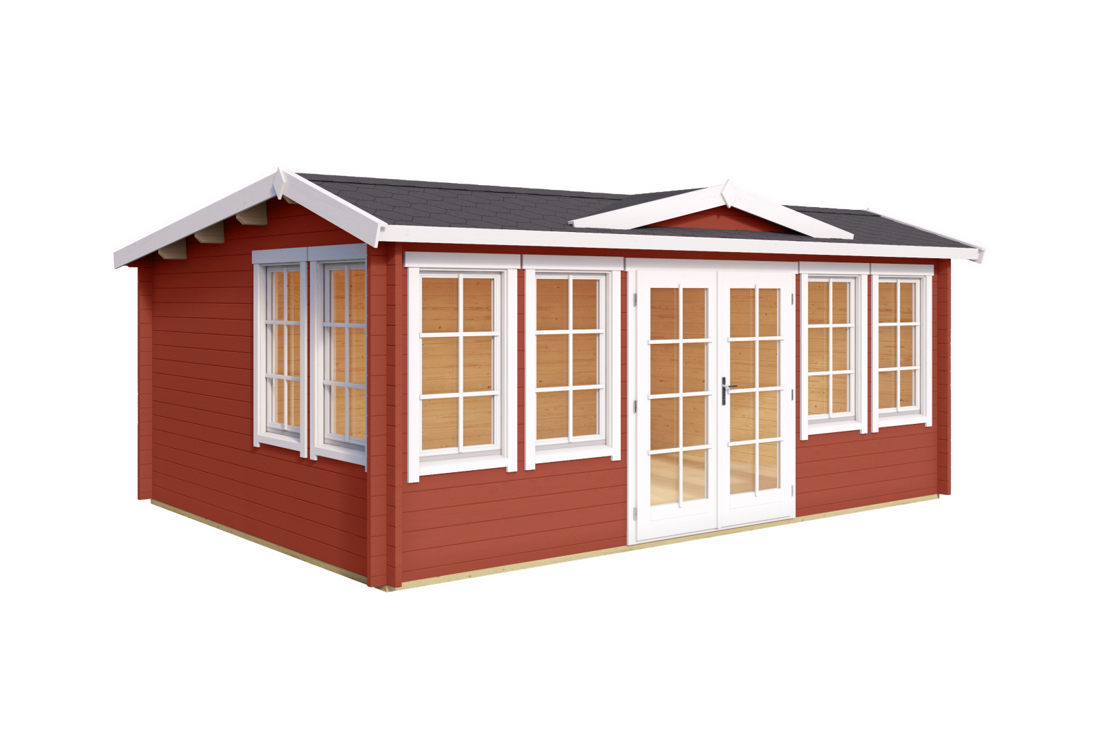 Gartenhaus BALMORAL 44 - schwedenrot - Fichte massiv - 380x239,4 cm