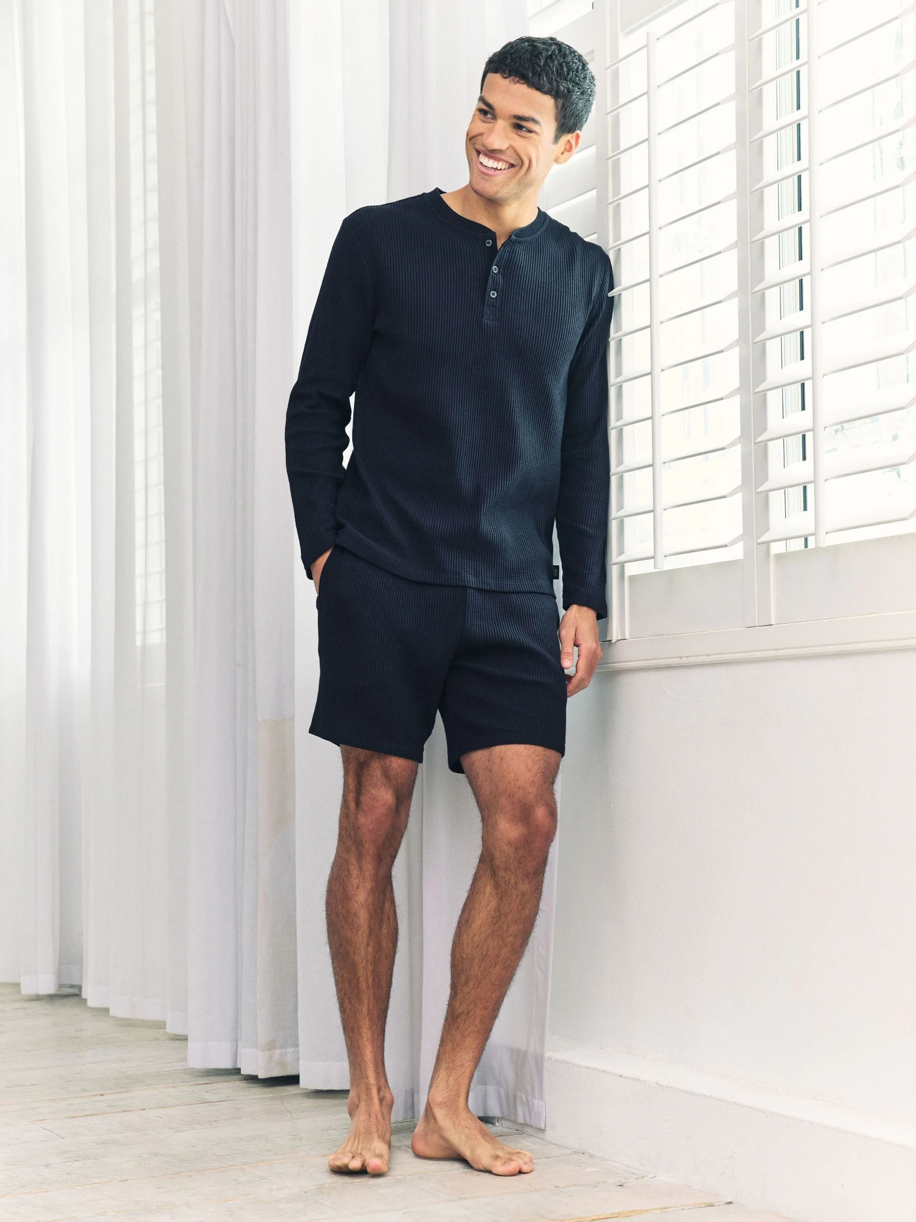 Chelsea Peers Waffle Lounge Shorts - Marineblauw