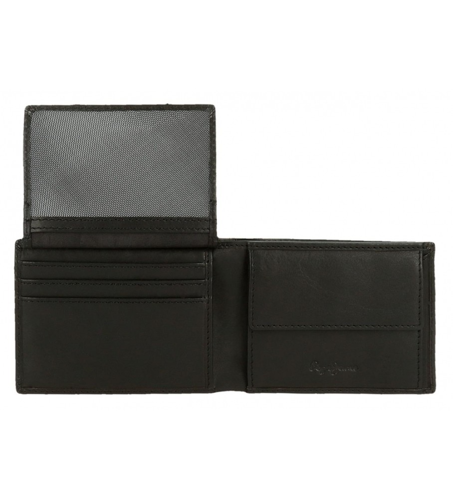 Carteira Pepe Jeans Marshal em couro preto