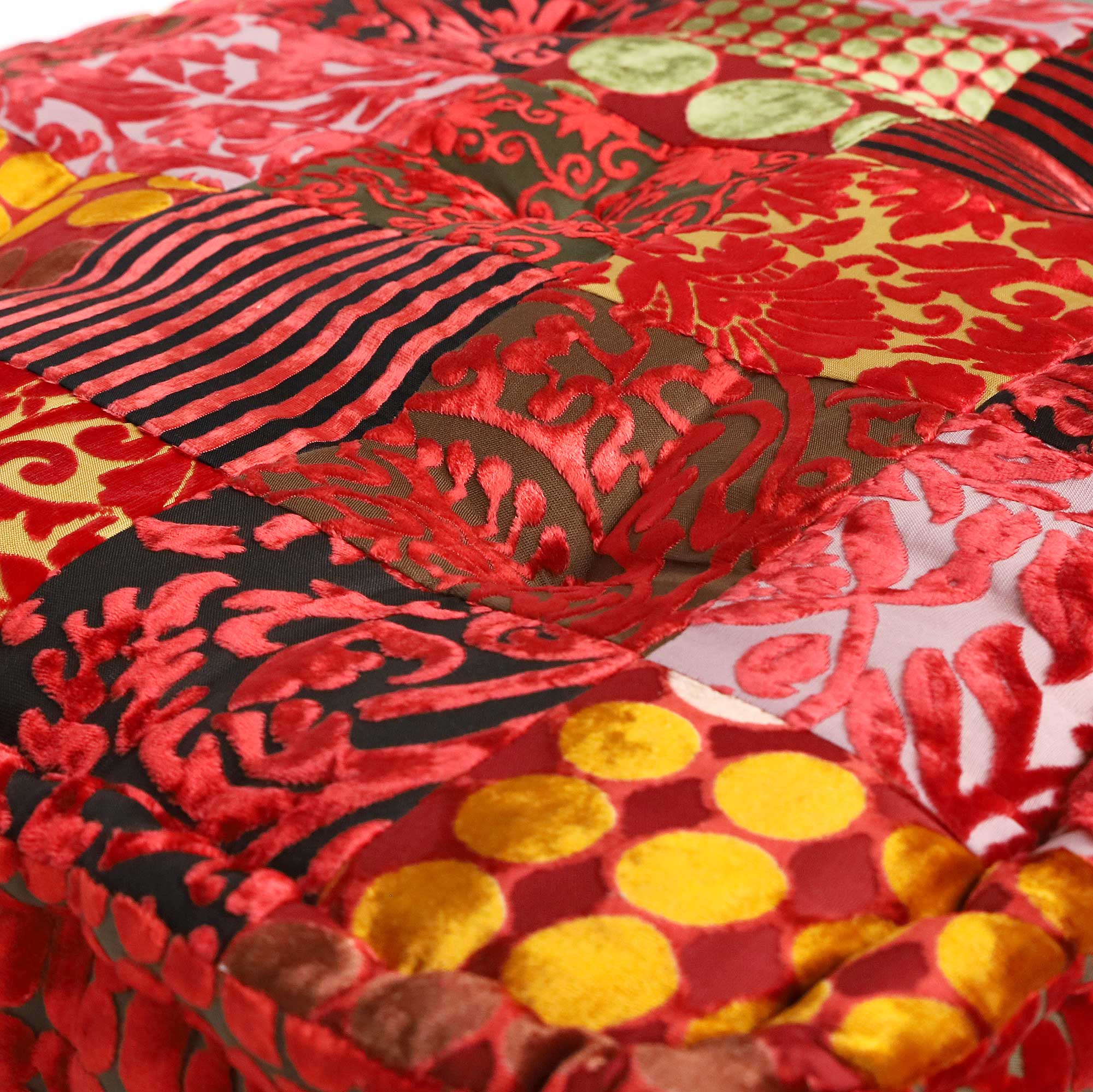 Sitzkissen Patchwork, rot, T 60 cm, B 60 cm, H 10 cm von fischer's lagerhaus