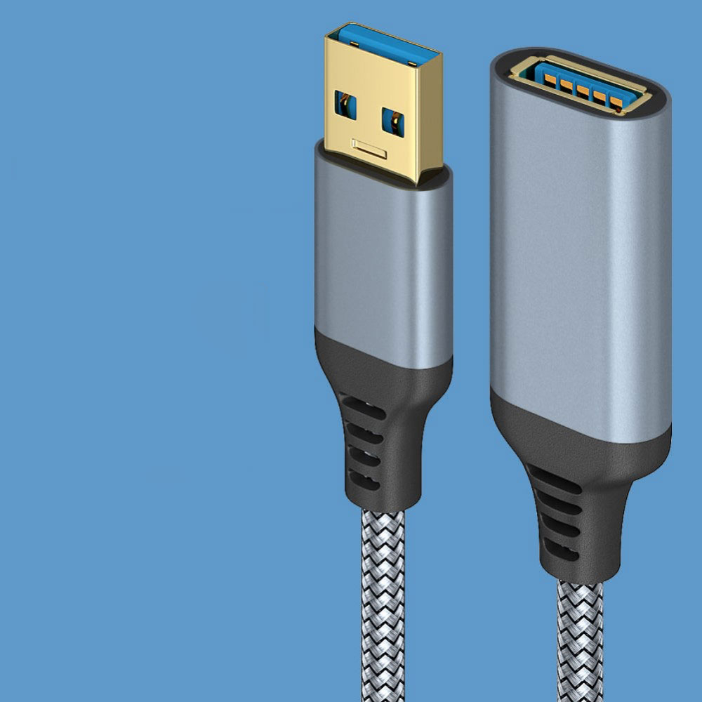 (3m) USB A auf USB 3.0 A-Buchse Verlängerungskabel Nylon Geflecht Adapter Kabel - Grau