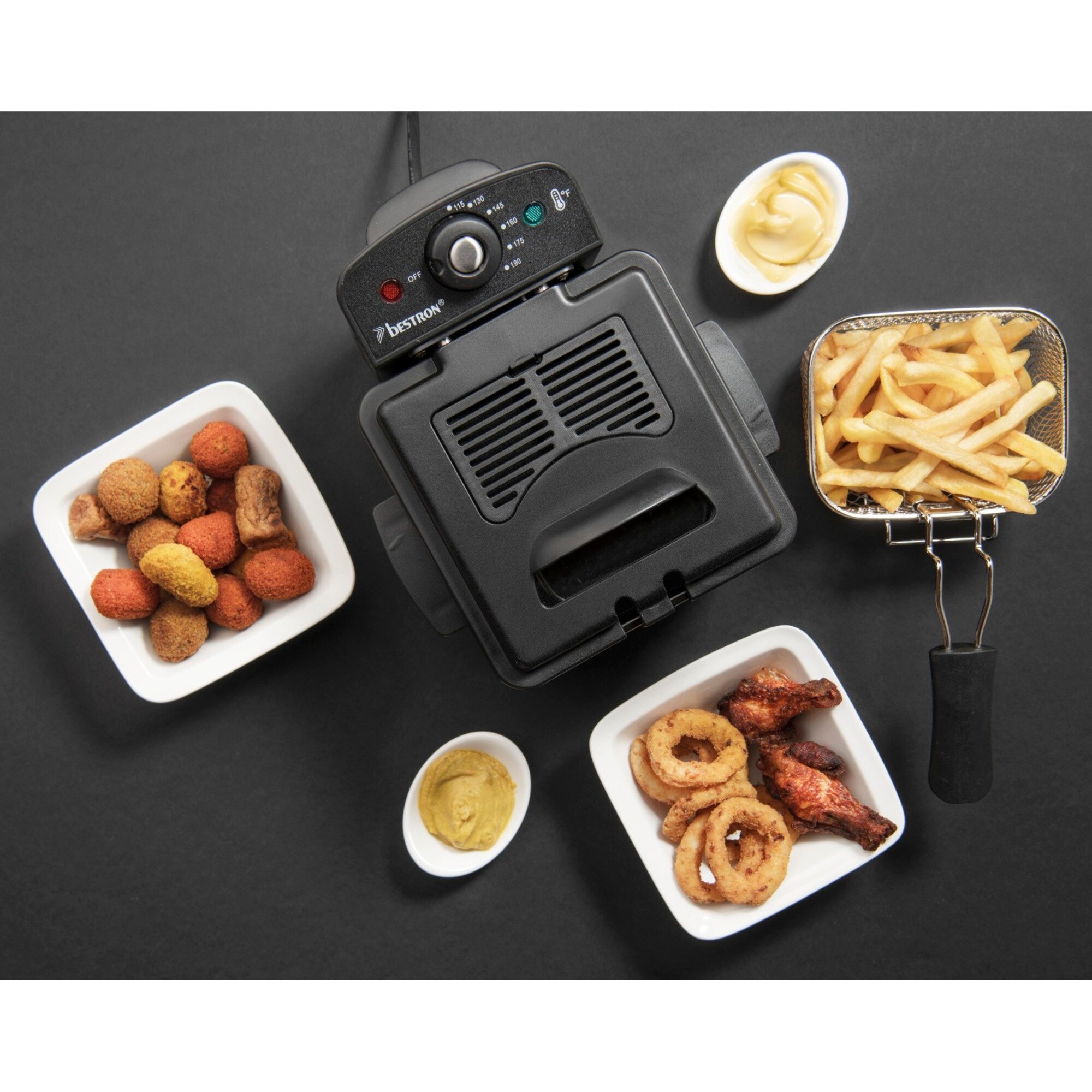 Bestron Fritteuse Mini Fritteuse AF100CO, mit Kaltzonen-Technik