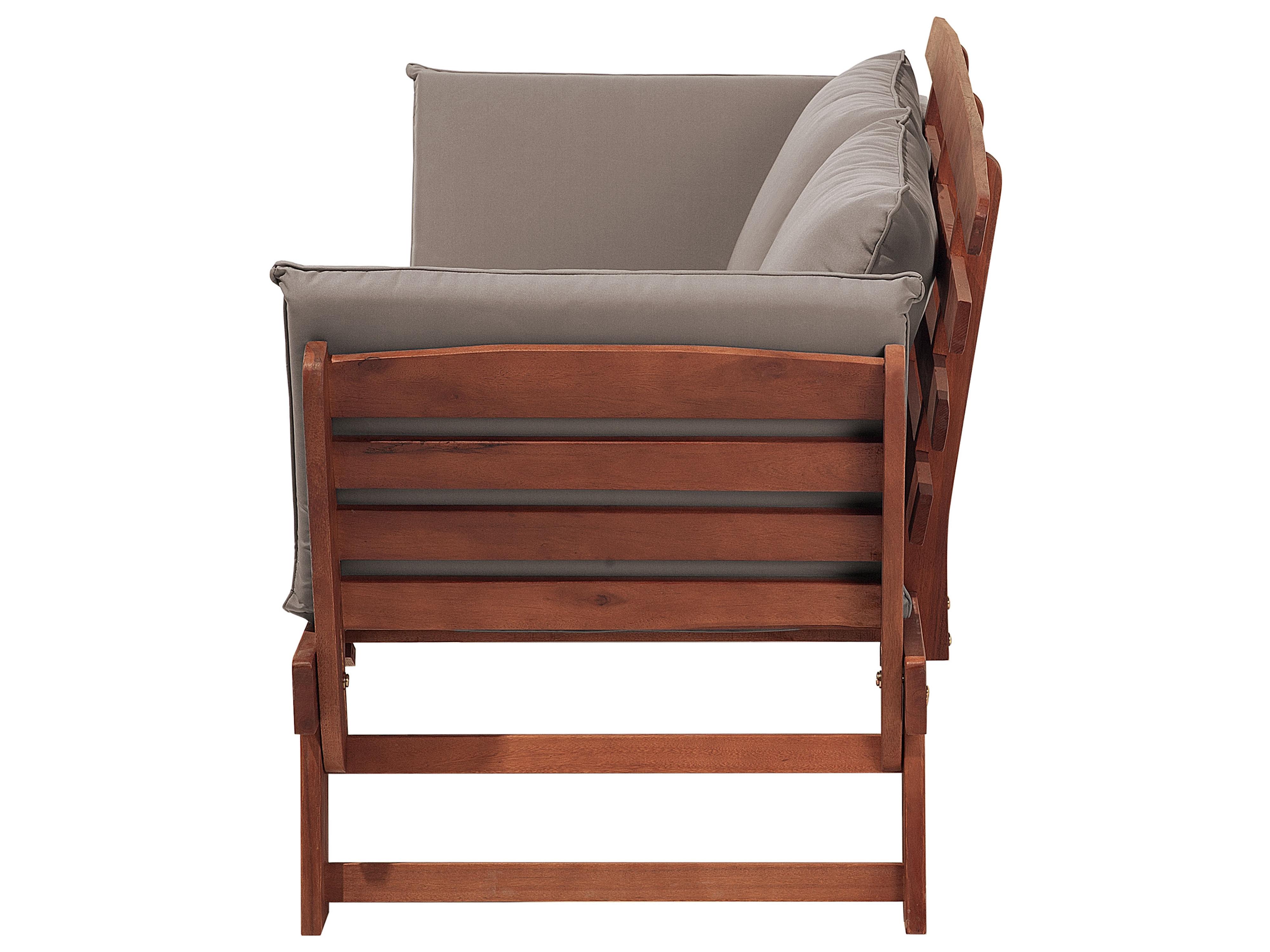 Tuinbank met zitkussen PORTICI 210 cm Eucalyptushout Donkerbruin/taupe