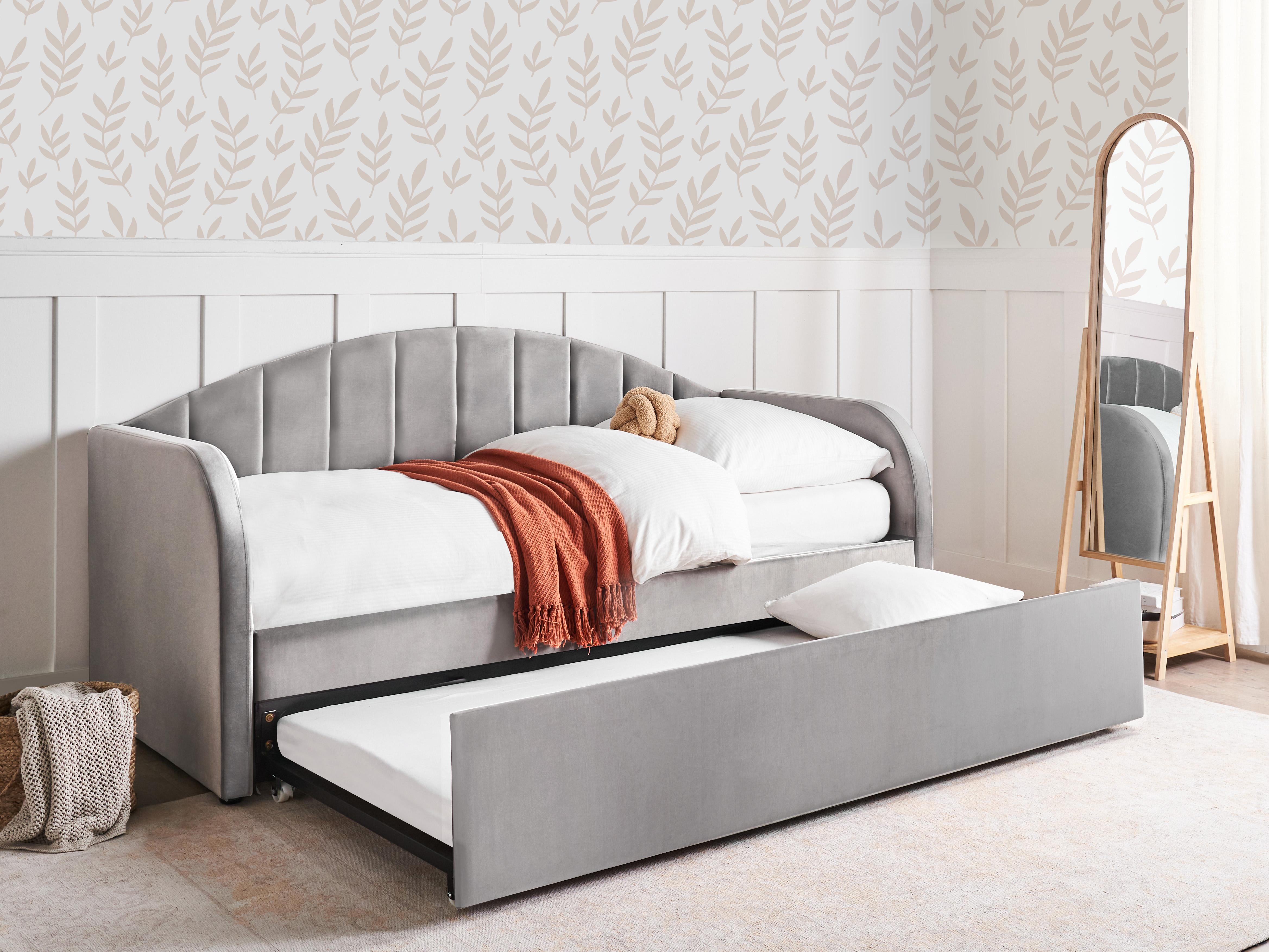 Onderschuifbed Fluweel EYBURIE 90 x 200 cm Grijs