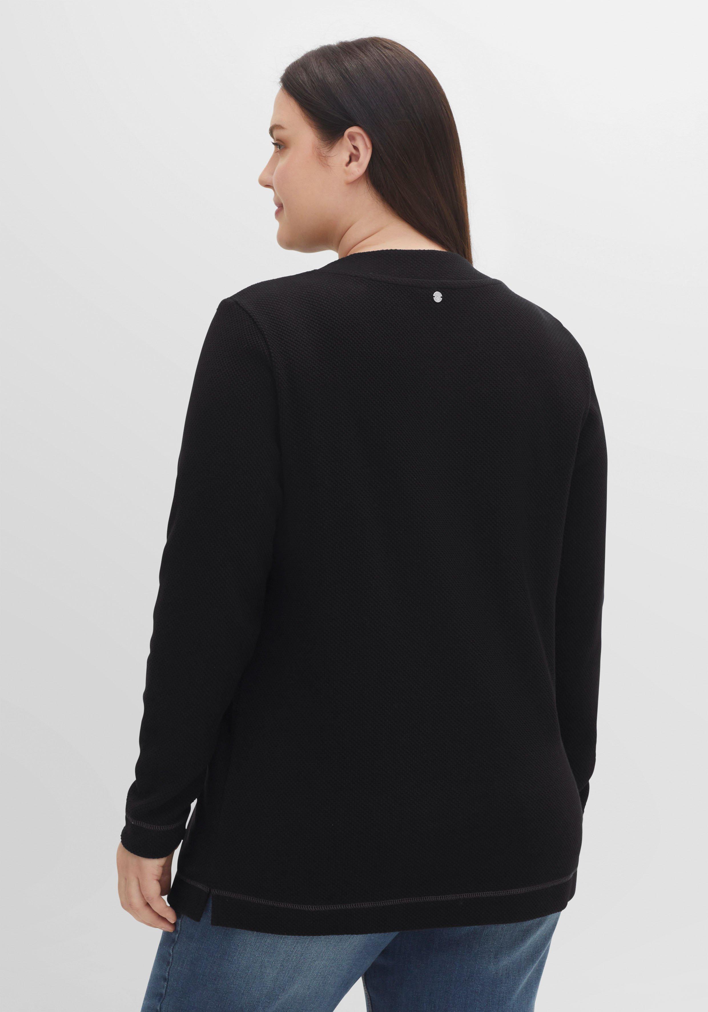 Sweatshirt mit Tunnelzug, aus Waffelpiqué