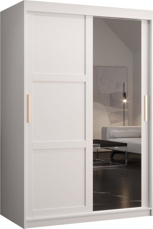 Rumble II - Kledingkast - Wit - 2 Schuifdeuren - Met Spiegel - 120x200x60 cm
