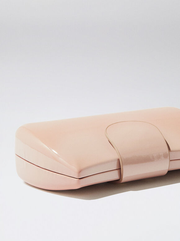 Clutch de festa em couro envernizado - Rosa