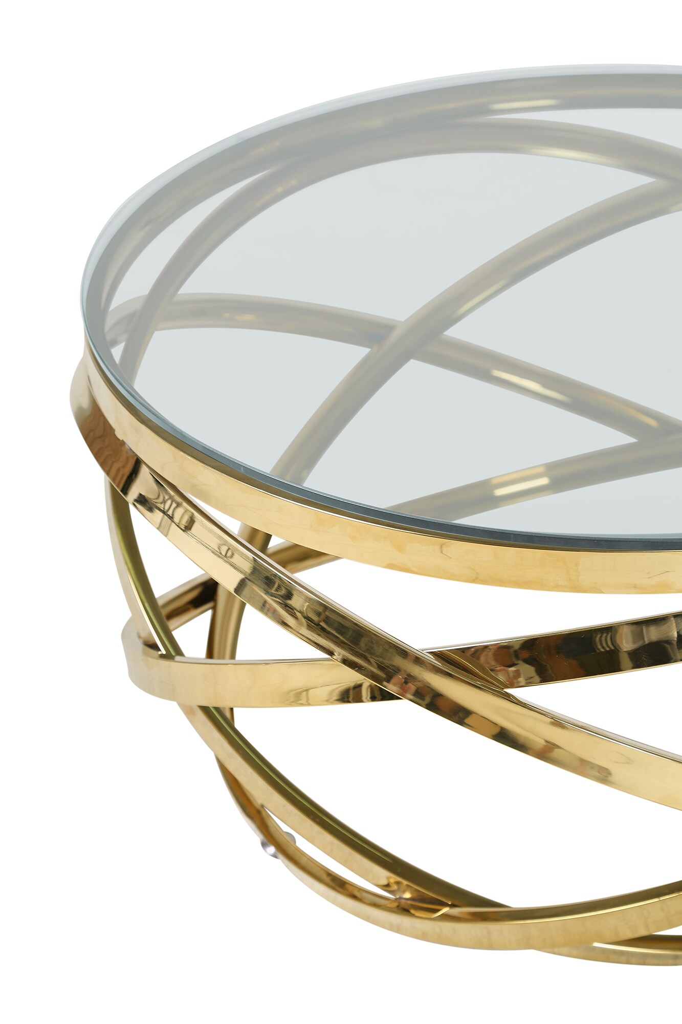 Couchtisch Ø 80 cm gold Glastisch Beistelltisch Sofatisch Wohnzimmertisch