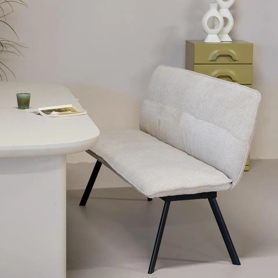 Eetkamerbank Rechthoek - Beige Stof - 160x60x88cm - Harper