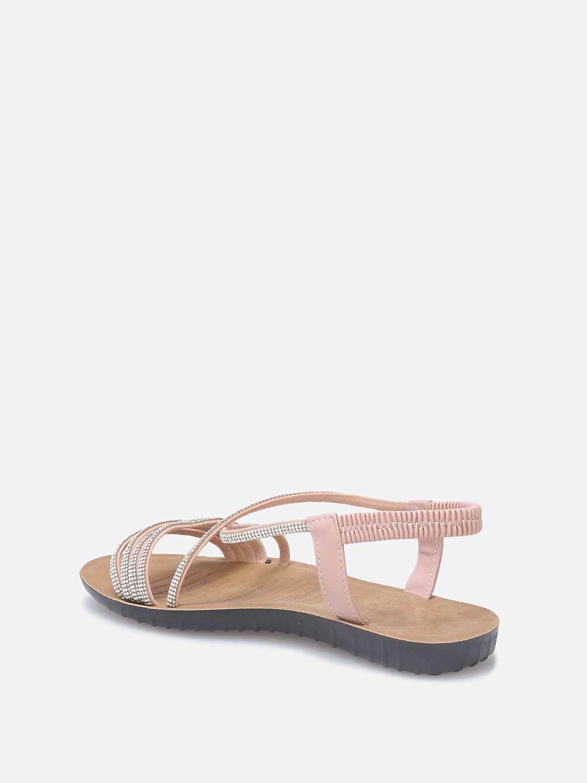 Sandales plates à brides strassées- Rose