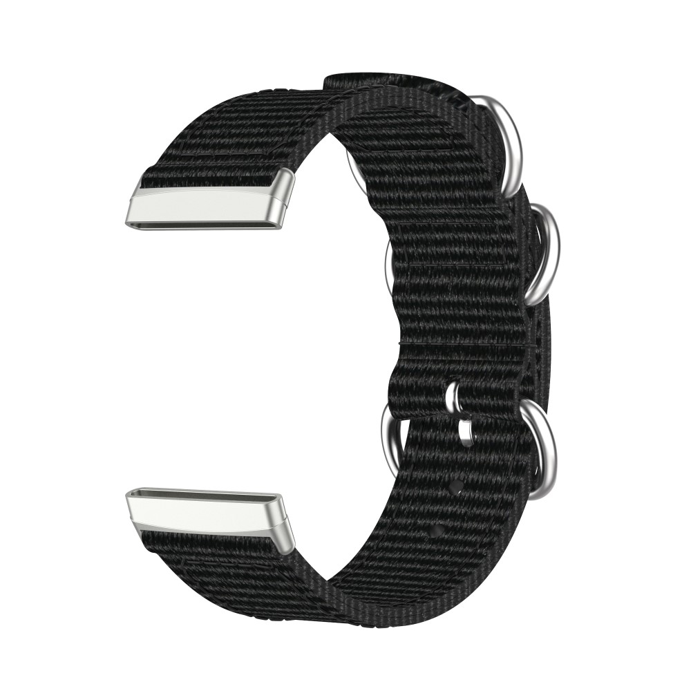 Fitbit Versa 3 / Sense Canvas Stoff Armband mit Dornschliesse (Gelenkumfang 165-215mm) - Schwarz