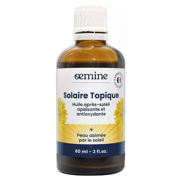 Óleo pós-sol calmante e antioxidante com protetor solar tópico Oemine 60ml