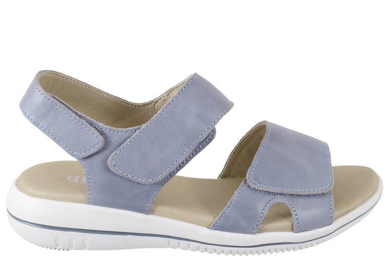 GREEN COMFORT LEAF SANDAL I LYSEBLÅT GLAT SKIND